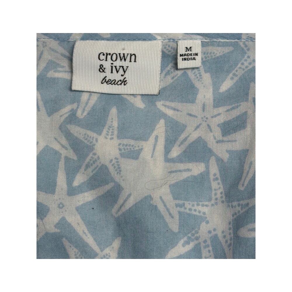 Crown and Ivy Blue and White Starfish Shirt 100% Cotton Size M - Picture 4 of 5